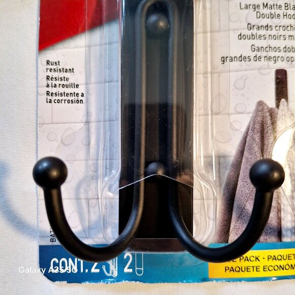 3M Command Large Matte Black Double Hooks Damage-Free Hanging Holds Up To 4 Lb W - Picture 5 of 7